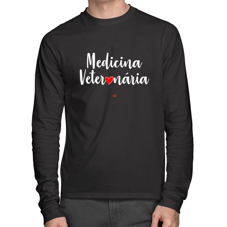 Camiseta Algodão Medicina Veterinária por amor Manga Longa