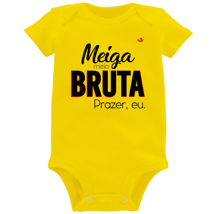 Body Bebê Meiga meio bruta - Amarelo