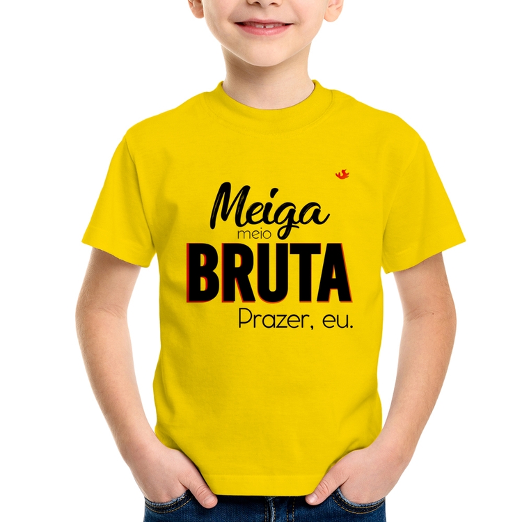 Camiseta Infantil Meiga meio bruta - Amarela