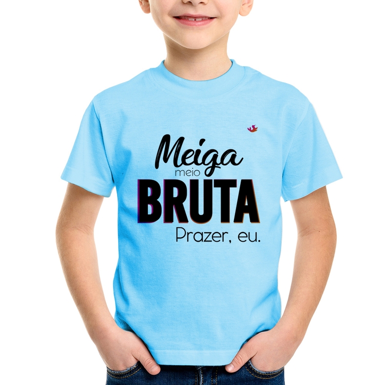 Camiseta Infantil Meiga meio bruta - Azul Bebê