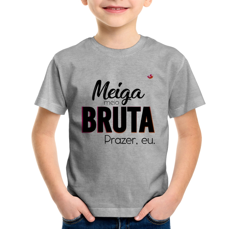 Camiseta Infantil Meiga meio bruta - Cinza