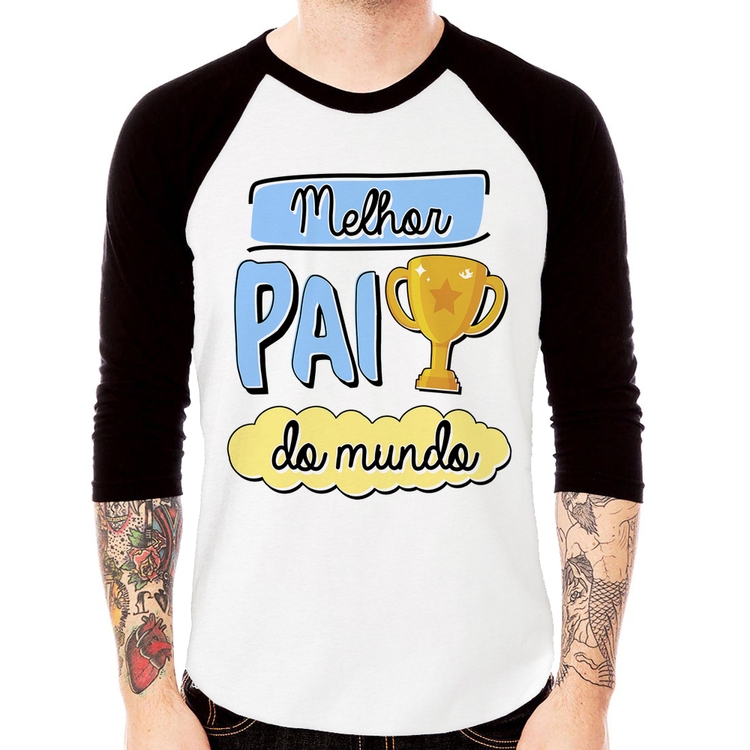 Camiseta Raglan Melhor pai do mundo Manga 3/4