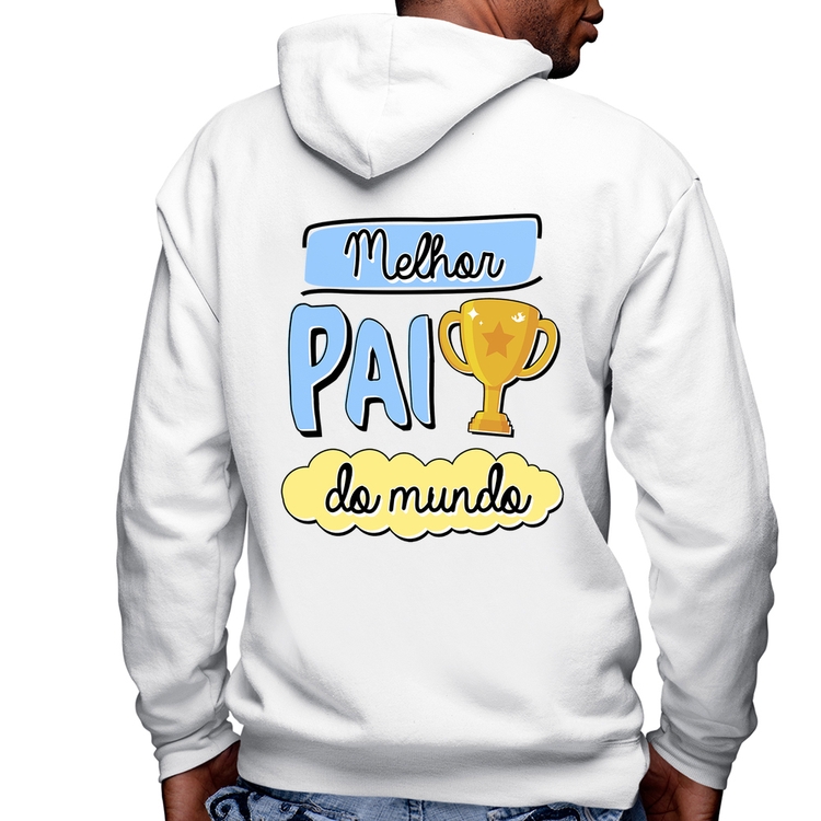 Blusa Moletom Melhor pai do mundo Masculina com Capuz e Zíper - Branca