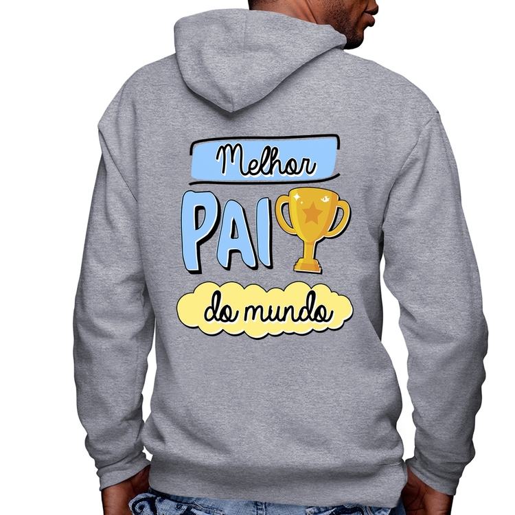 Blusa Moletom Melhor pai do mundo Masculina com Capuz e Zíper - Mescla