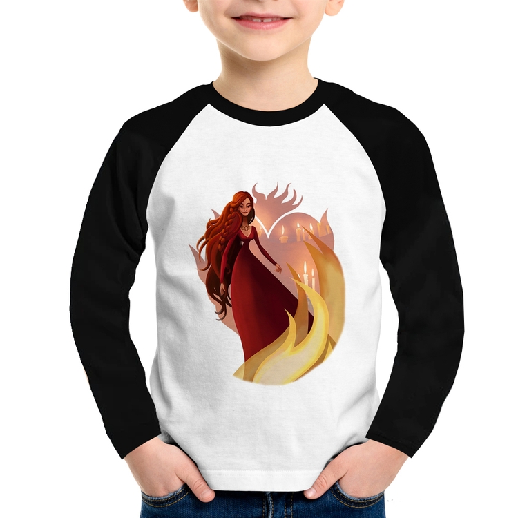 Camiseta Raglan Infantil Melisandre Art Manga Longa