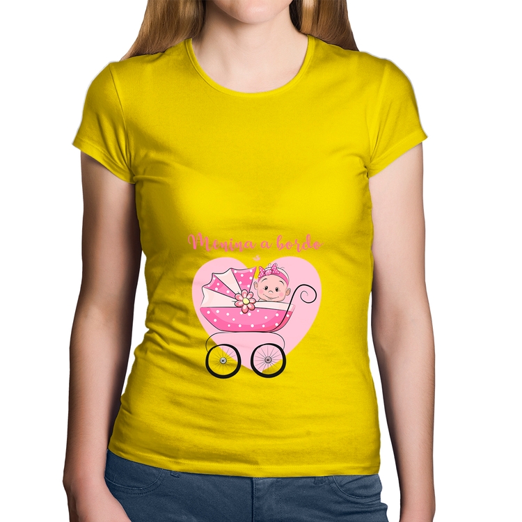 Baby Look Algodão Menina a bordo - Amarela