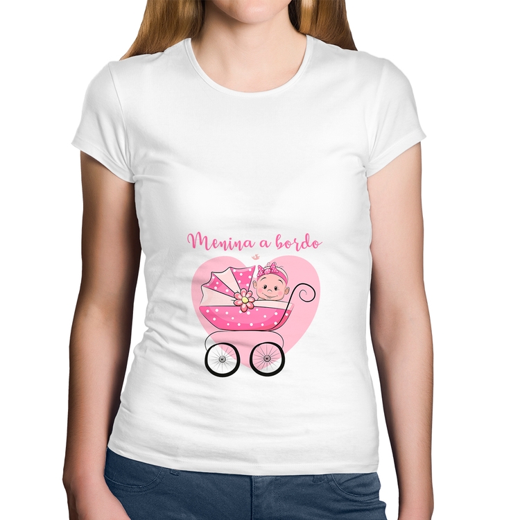 Baby Look Algodão Menina a bordo - Branca