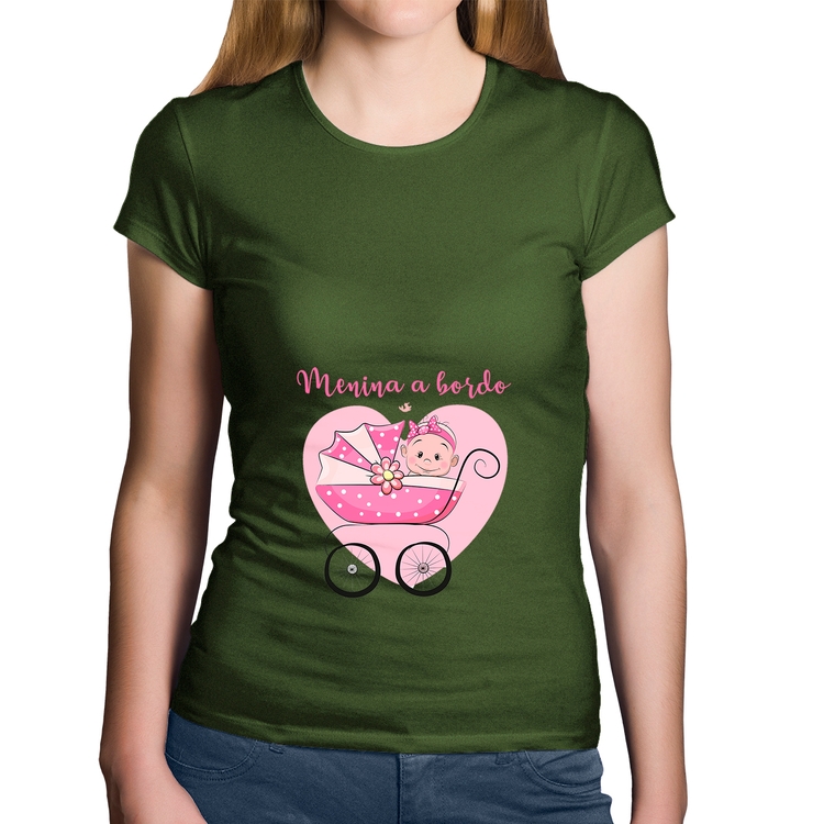 Baby Look Algodão Menina a bordo - Musgo