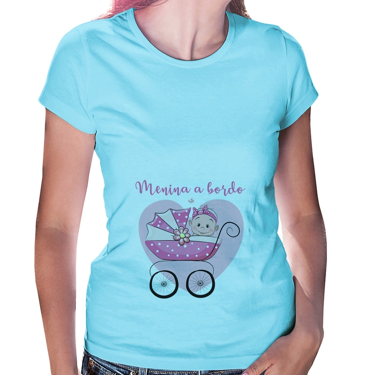 Baby Look Menina a bordo - Azul Bebê