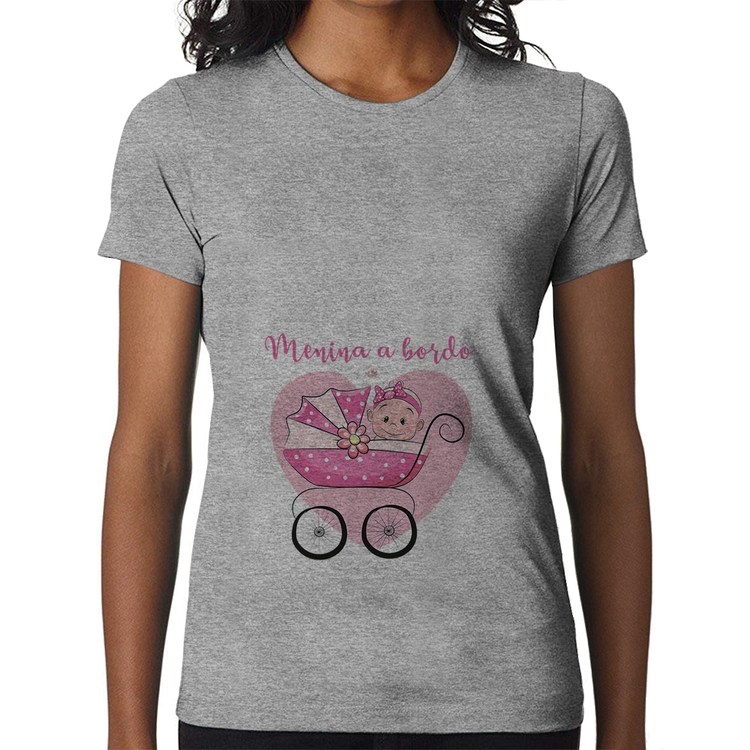 Baby Look Menina a bordo - Cinza