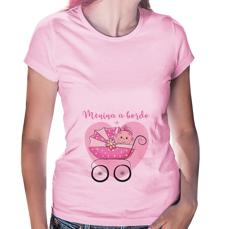 Baby Look Menina a bordo - Rosa Bebê