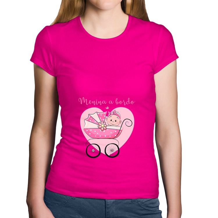 Baby Look Algodão Menina a bordo - Rosa