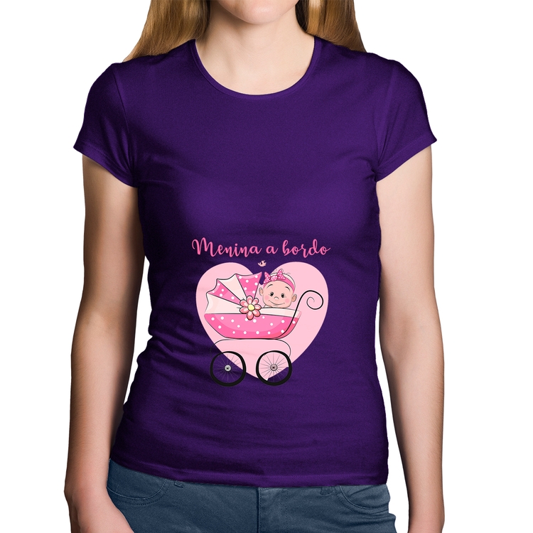 Baby Look Algodão Menina a bordo - Roxa