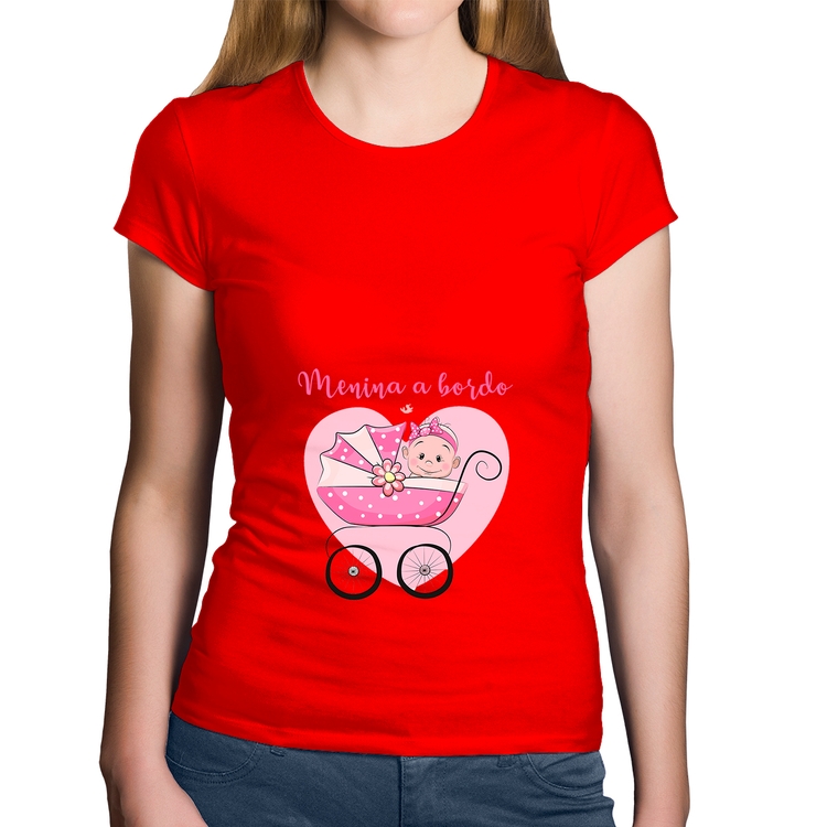 Baby Look Algodão Menina a bordo - Vermelha