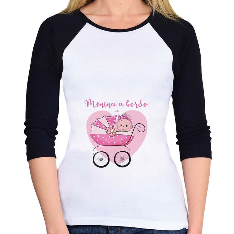 Baby Look Raglan Menina a bordo Manga 3/4