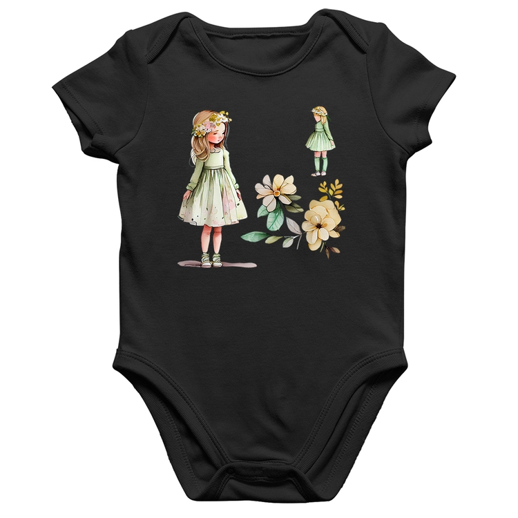 Body Bebê Algodão Meninas e Flores