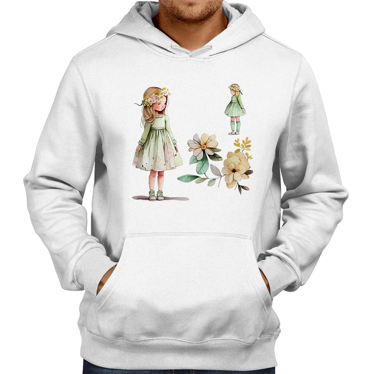 Moletom Meninas e Flores - Branco