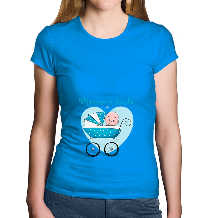 Baby Look Algodão Menino a bordo - Azul