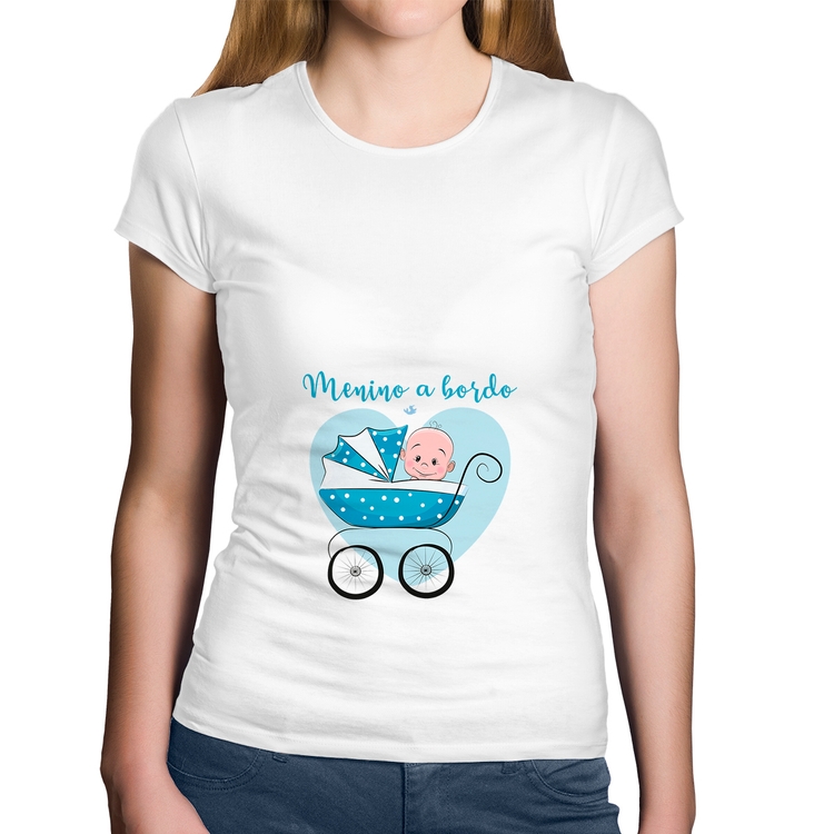 Baby Look Algodão Menino a bordo - Branca