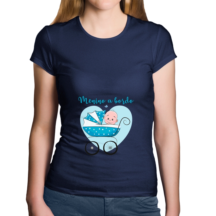 Baby Look Algodão Menino a bordo - Marinho