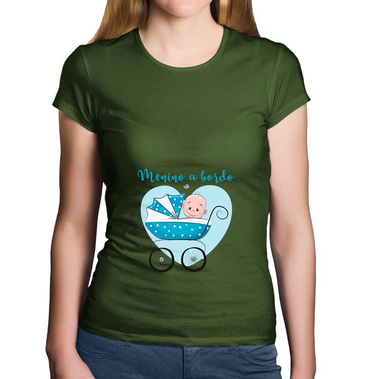 Baby Look Algodão Menino a bordo - Musgo