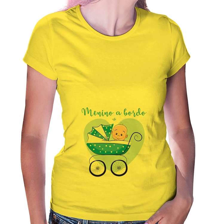 Baby Look Menino a bordo - Amarela