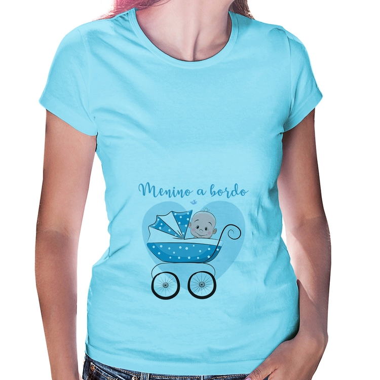 Baby Look Menino a bordo - Azul Bebê