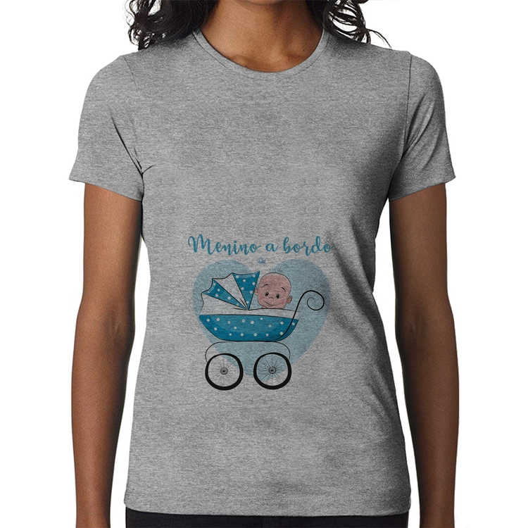 Baby Look Menino a bordo - Cinza