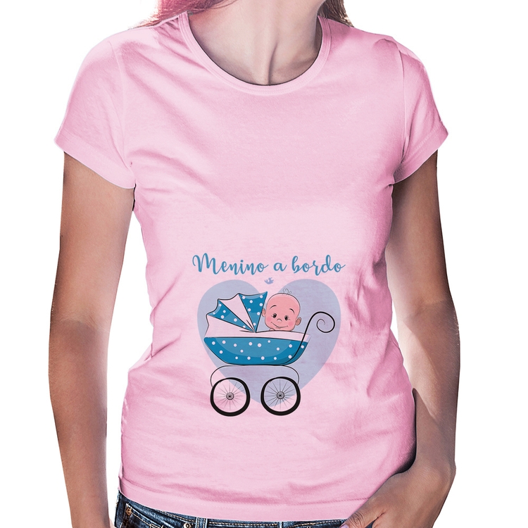 Baby Look Menino a bordo - Rosa Bebê