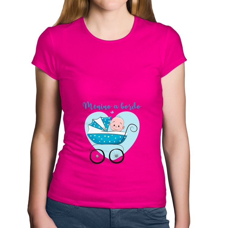 Baby Look Algodão Menino a bordo - Rosa