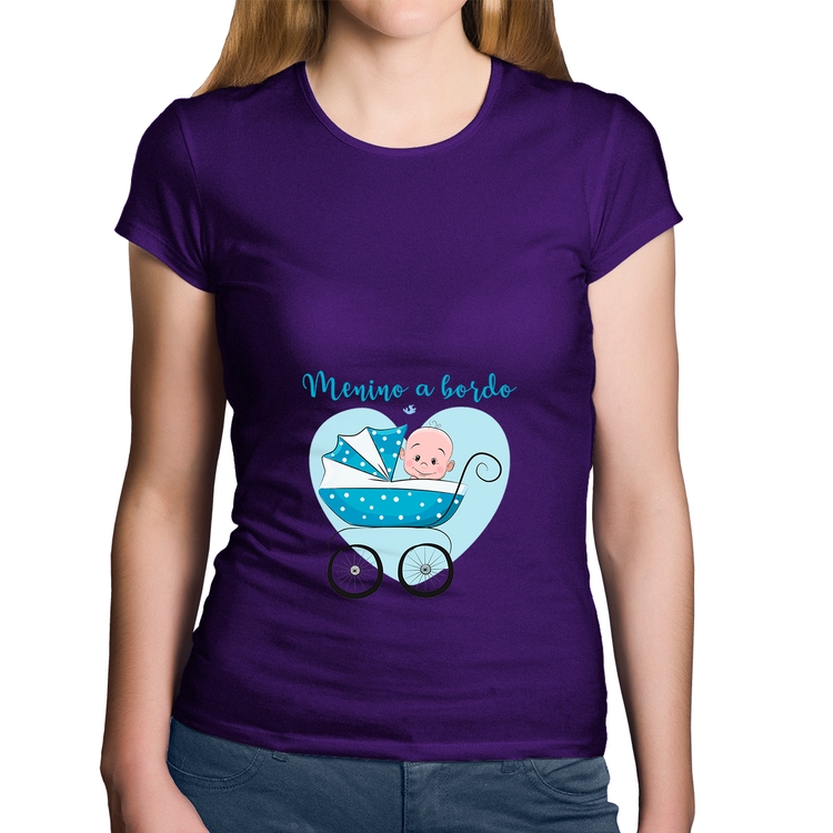 Baby Look Algodão Menino a bordo - Roxa