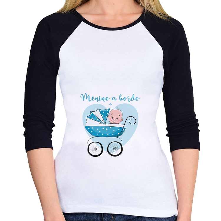 Baby Look Raglan Menino a bordo Manga 3/4