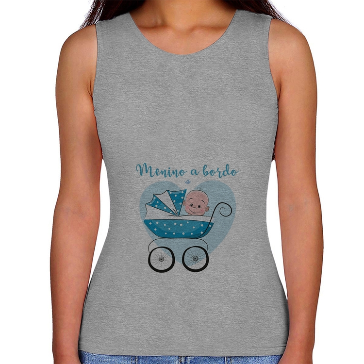 Regata Feminina Menino a bordo - Cinza