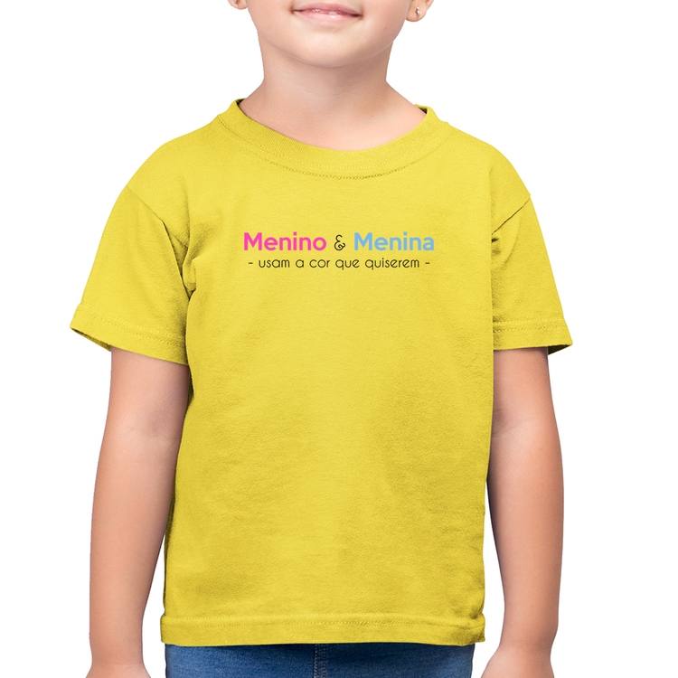 Camiseta Algodão Infantil Menino e menina usam a cor que quiserem - Amarelo Canário