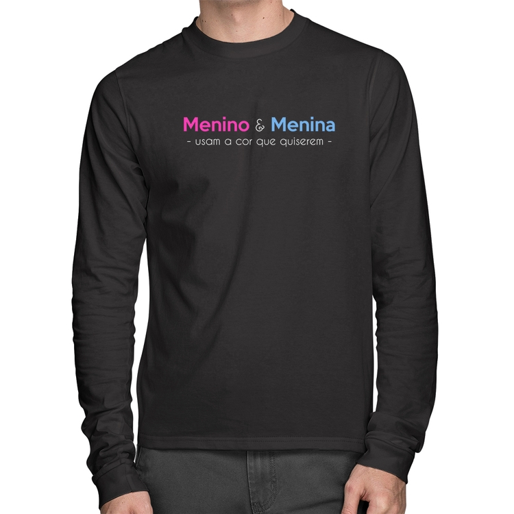 Camiseta Algodão Menino e menina usam a cor que quiserem Manga Longa