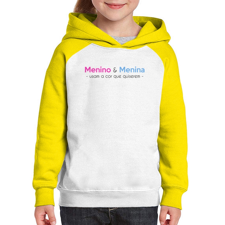 Moletom Infantil Menino e menina usam a cor que quiserem - Branco/Amarelo