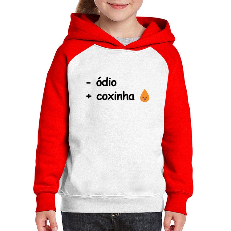 Moletom Infantil Menos ódio, Mais coxinha - Branco/Vermelho