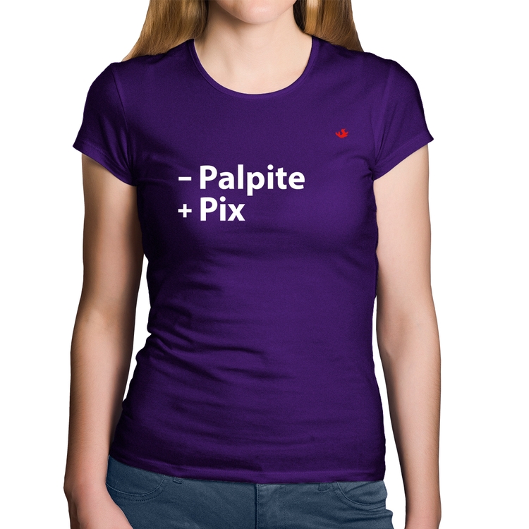 Baby Look Algodão Menos Palpite Mais Pix - Roxa