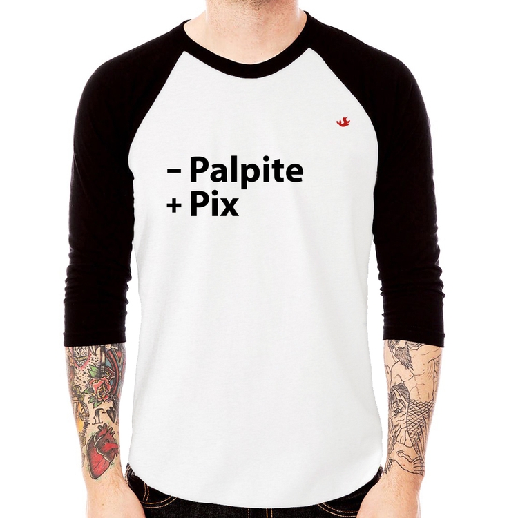 Camiseta Raglan Menos Palpite Mais Pix Manga 3/4