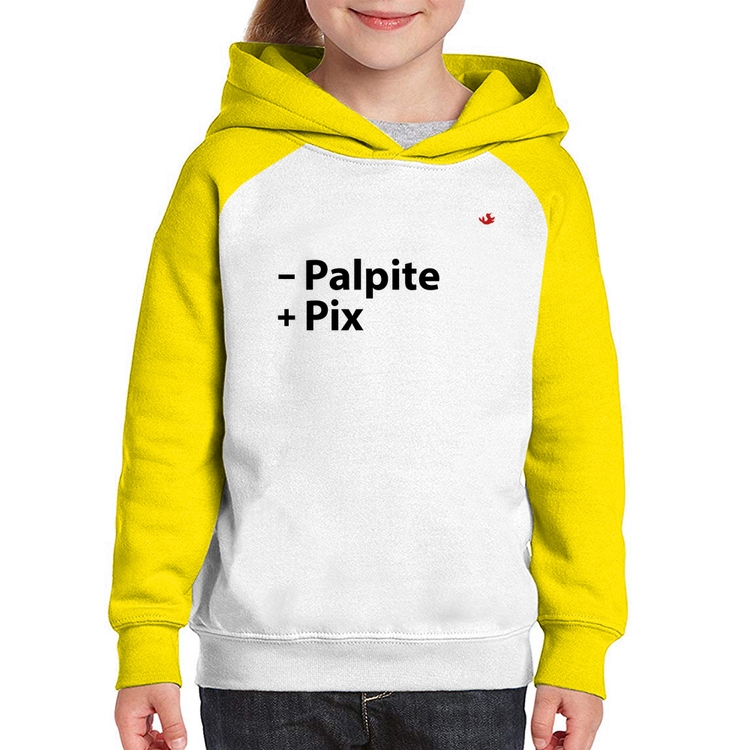 Moletom Infantil Menos Palpite Mais Pix - Branco/Amarelo
