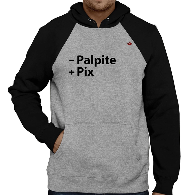 Moletom Menos Palpite Mais Pix - Cinza/Preto