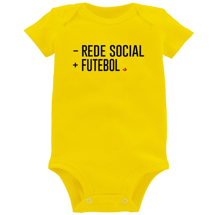 Body Bebê Menos Rede Social, Mais Futebol - Amarelo