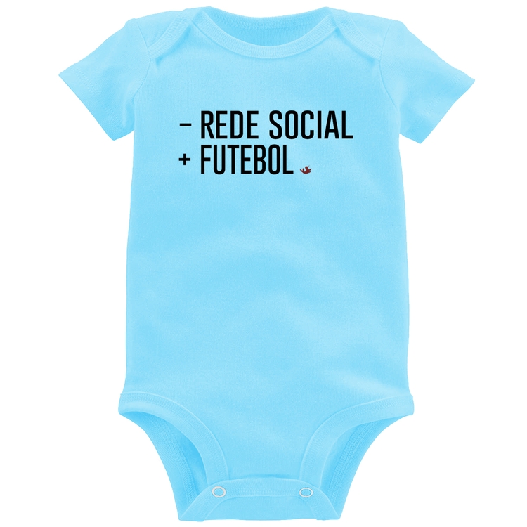 Body Bebê Menos Rede Social, Mais Futebol - Azul Bebê