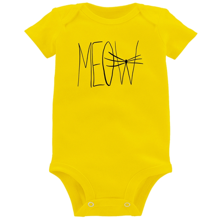 Body Bebê Meow - Amarelo
