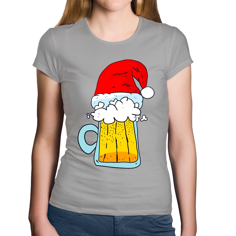 Baby Look Algodão Merry Beer - Cinza