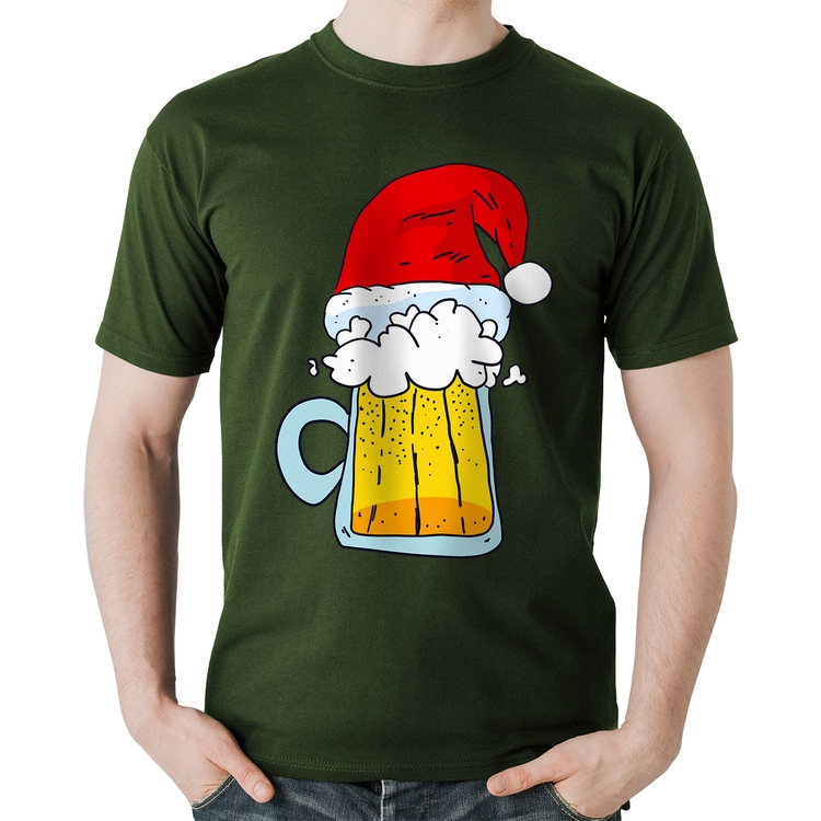 Camiseta Algodão Merry Beer - Musgo