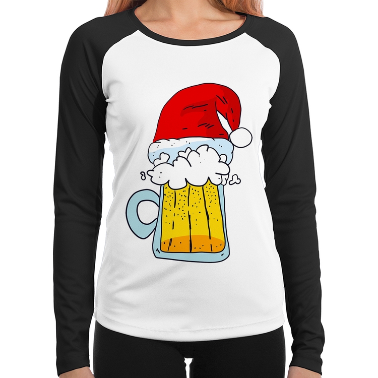 Baby Look Raglan Merry Beer Manga Longa