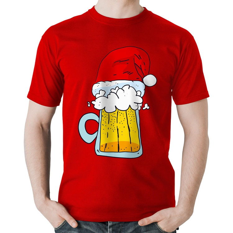 Camiseta Algodão Merry Beer - Vermelha