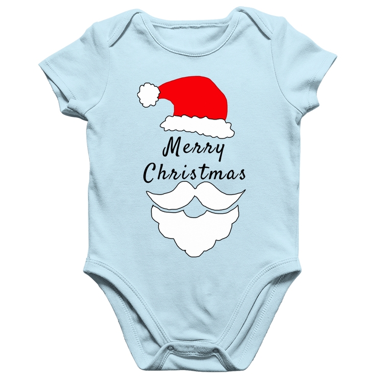 Body Bebê Algodão Merry Christmas - Azul Bebê