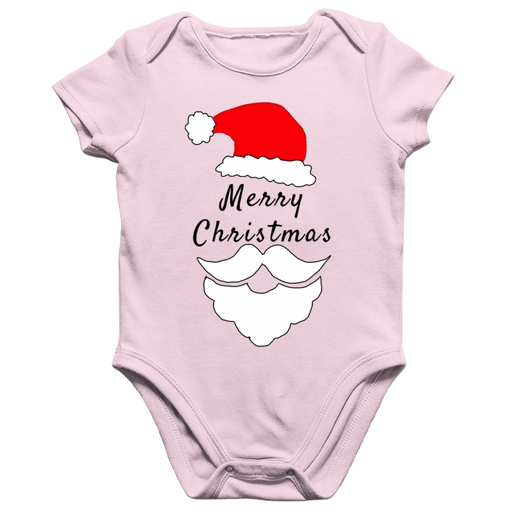 Body Bebê Algodão Merry Christmas - Rosa Bebê